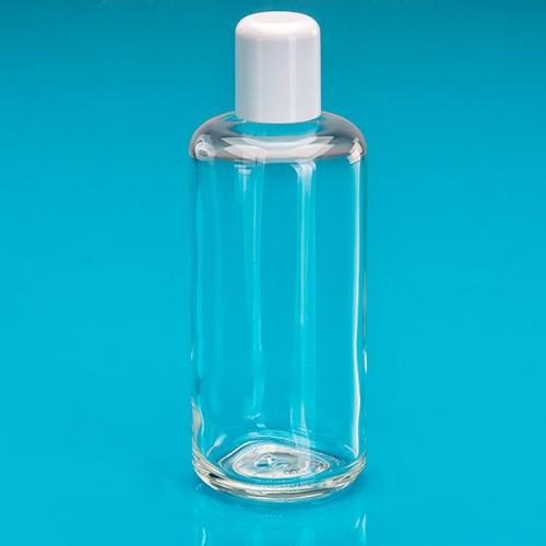 200 ml Flasche klar Glas DIN24, Schraubverschluss weiß einwandig 